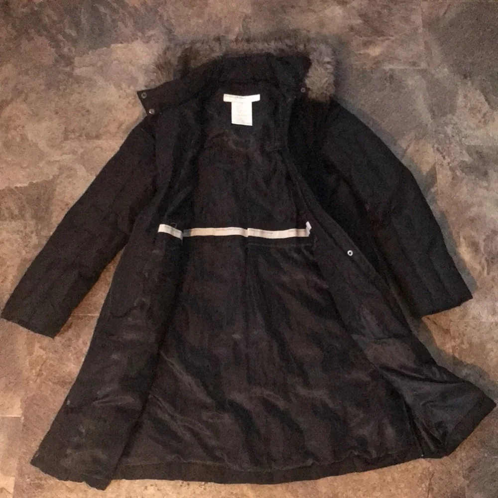 PERRY ELLIS Down Filled Long Black Warm Winter Puffy Parka Coat - Picture 1 of 8